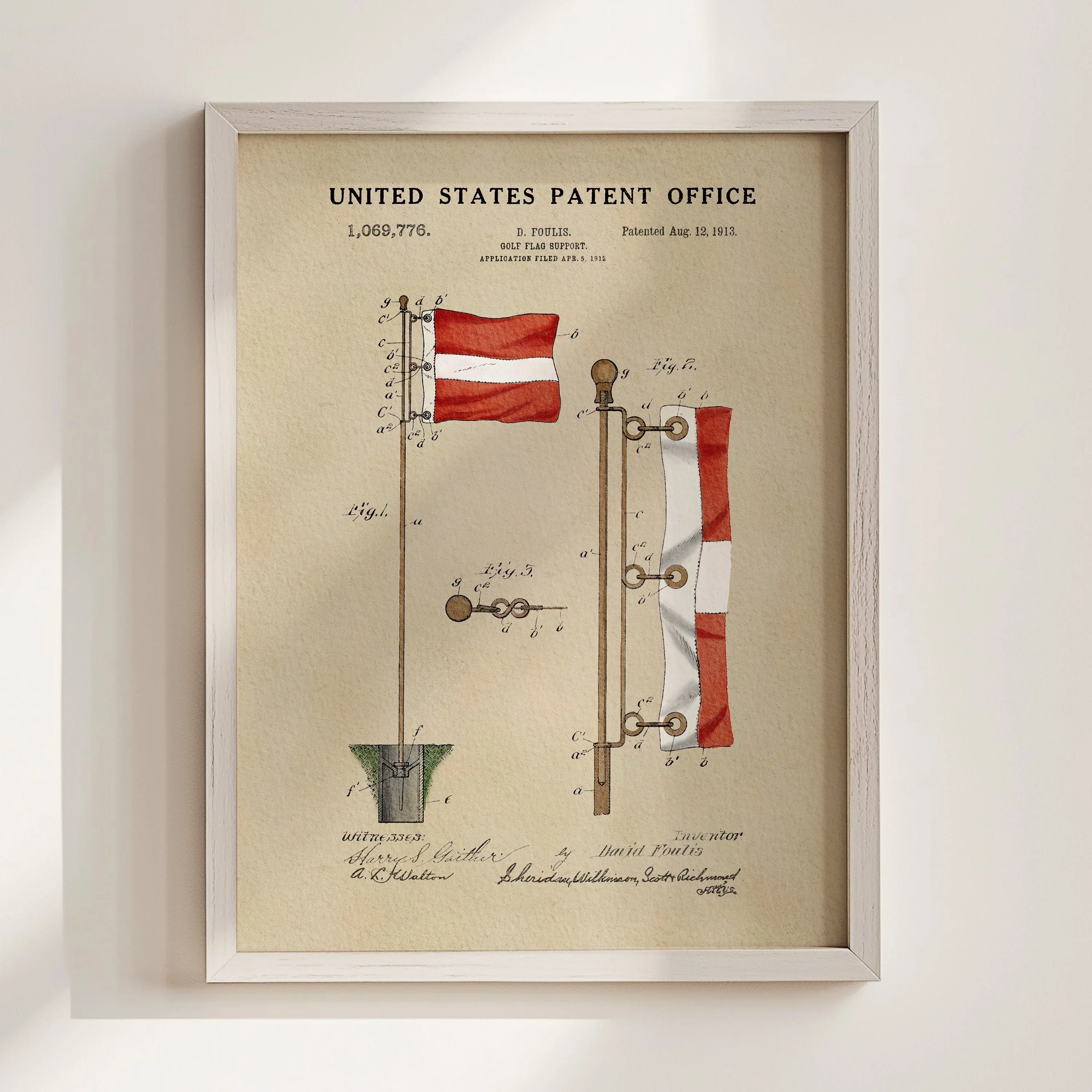Golf Flag US Patent Art Print | Sports Themed Dorm Decor | Wall Art | Campus Greek Fit