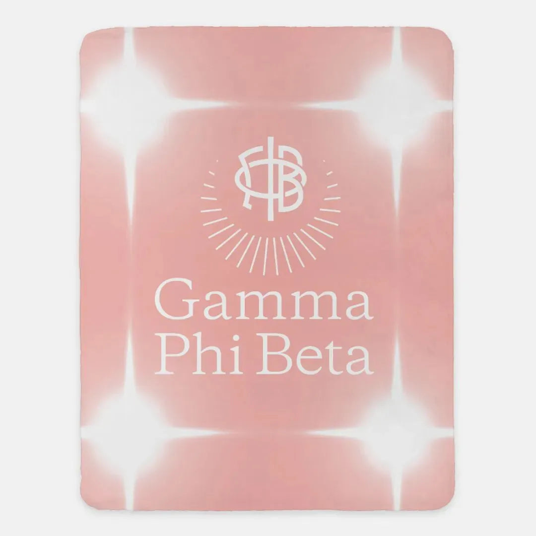 Gamma Phi Beta XL 60x80 Sherpa Throw Blanket - Flashing Lights Blush Throw Blankets