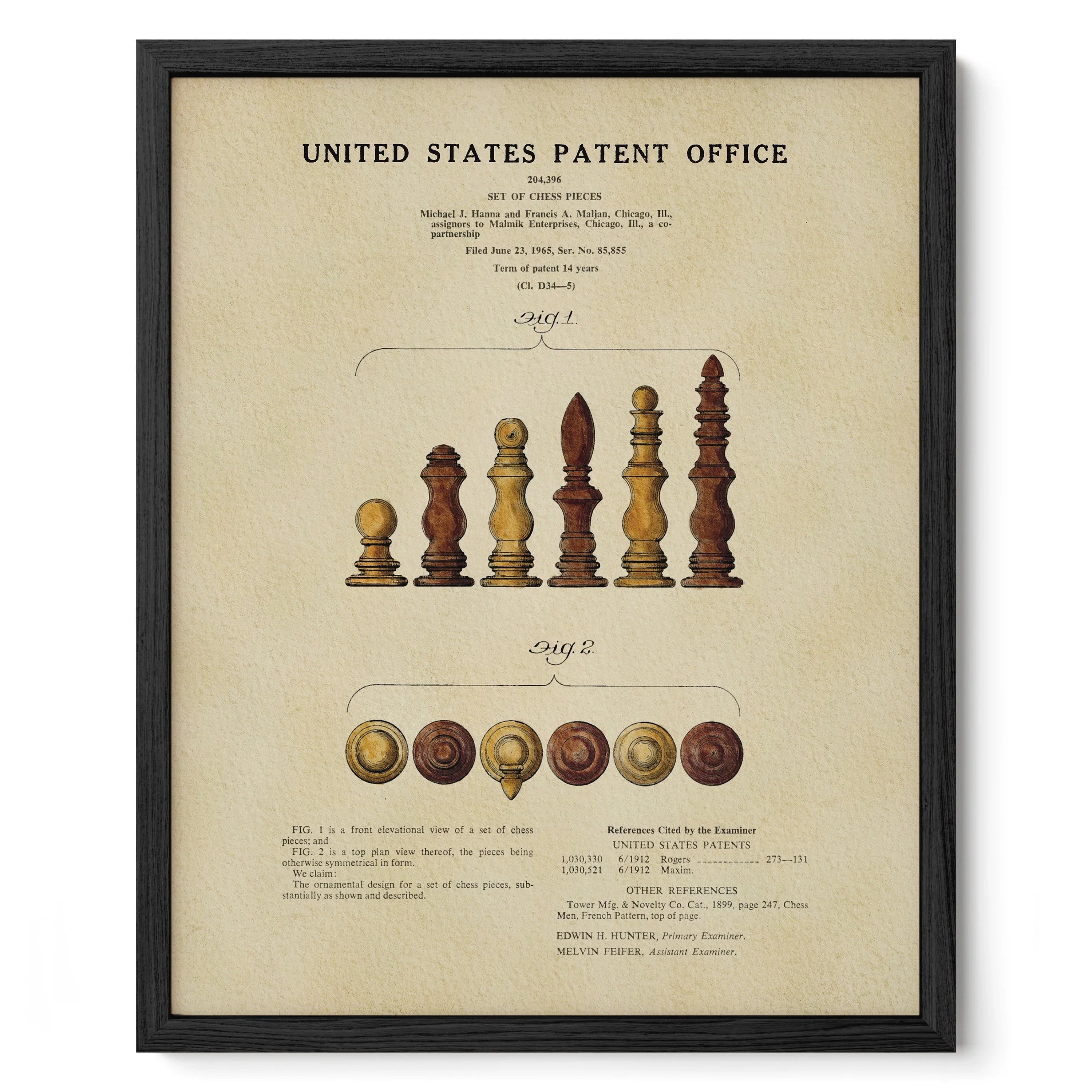 Chess Pieces US Patent Art Print | Dorm Decor | Wall Art - Campus Greek Fit