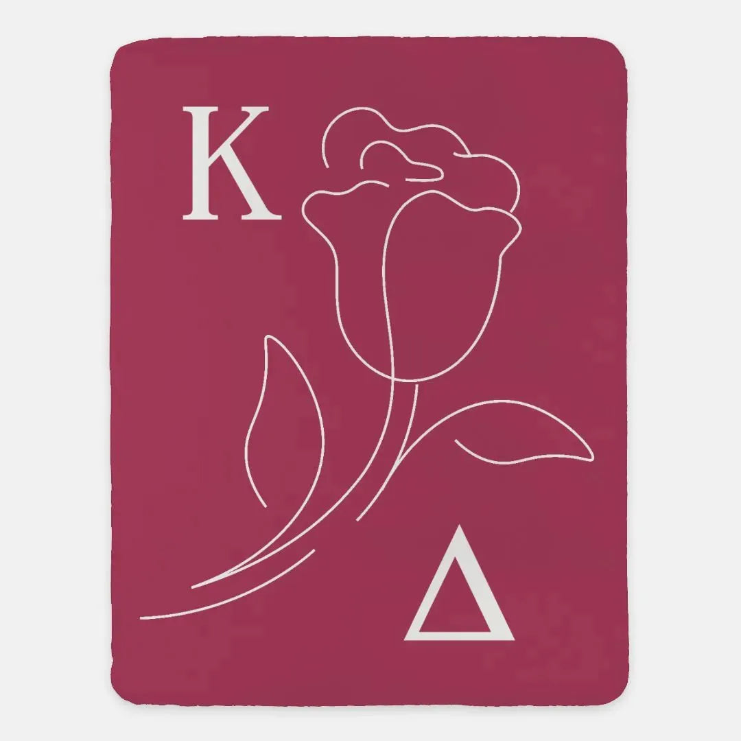 Kappa Delta XL 60x80 Sherpa Throw Blanket - Rose Icon Throw Blankets
