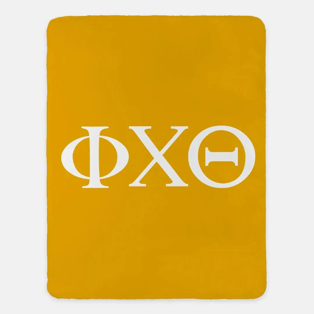 Phi Chi Theta XL 60x80 Sherpa Blanket - Gold Throw Blankets