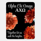 Alpha Chi Omega XL 60x80 Sherpa Throw Blanket Bold Red Carnations Throw Blankets