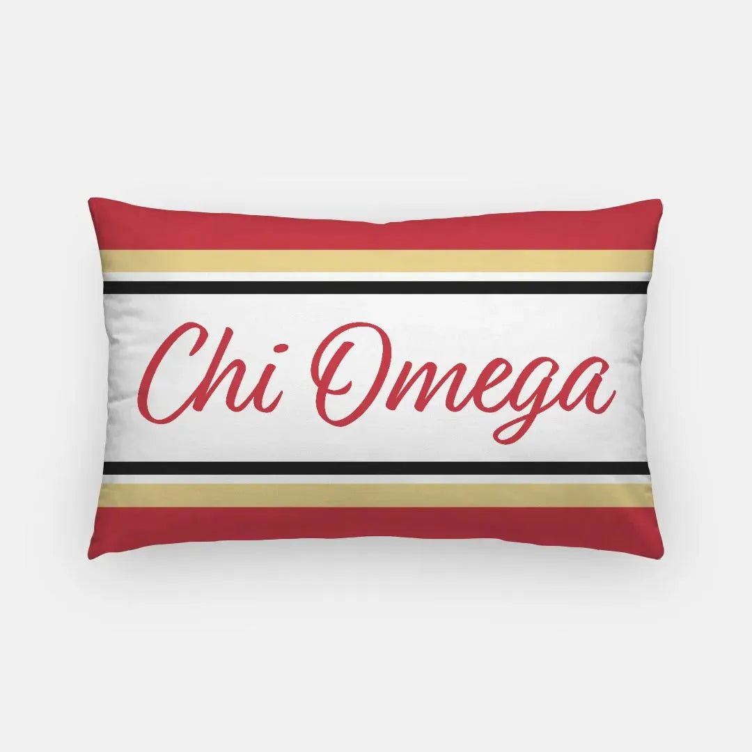 Chi Omega Striped Lumbar Pillow Cover Pillow Covers