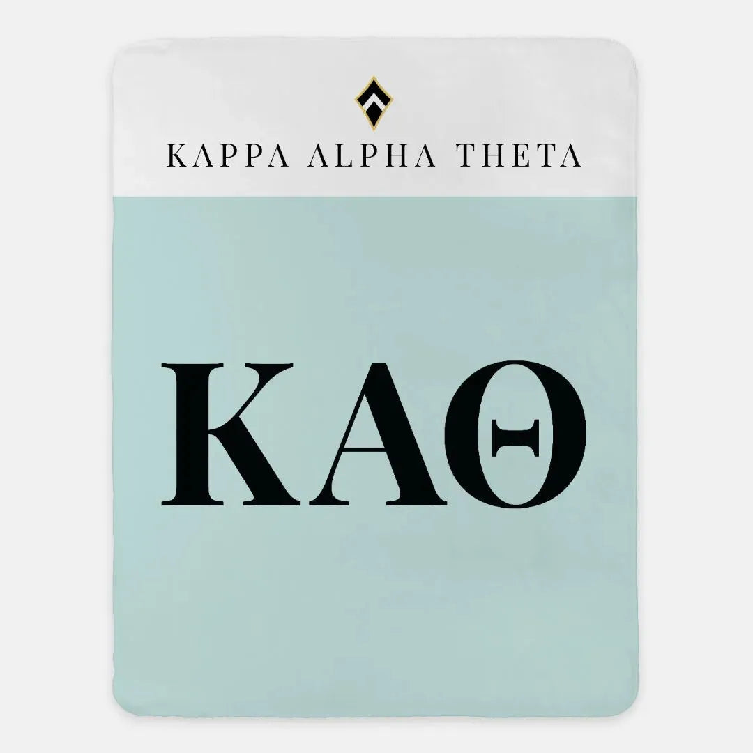 Kappa Alpha Theta XL 60x80 Sherpa Throw Blanket - Blue Wide Band Throw Blankets