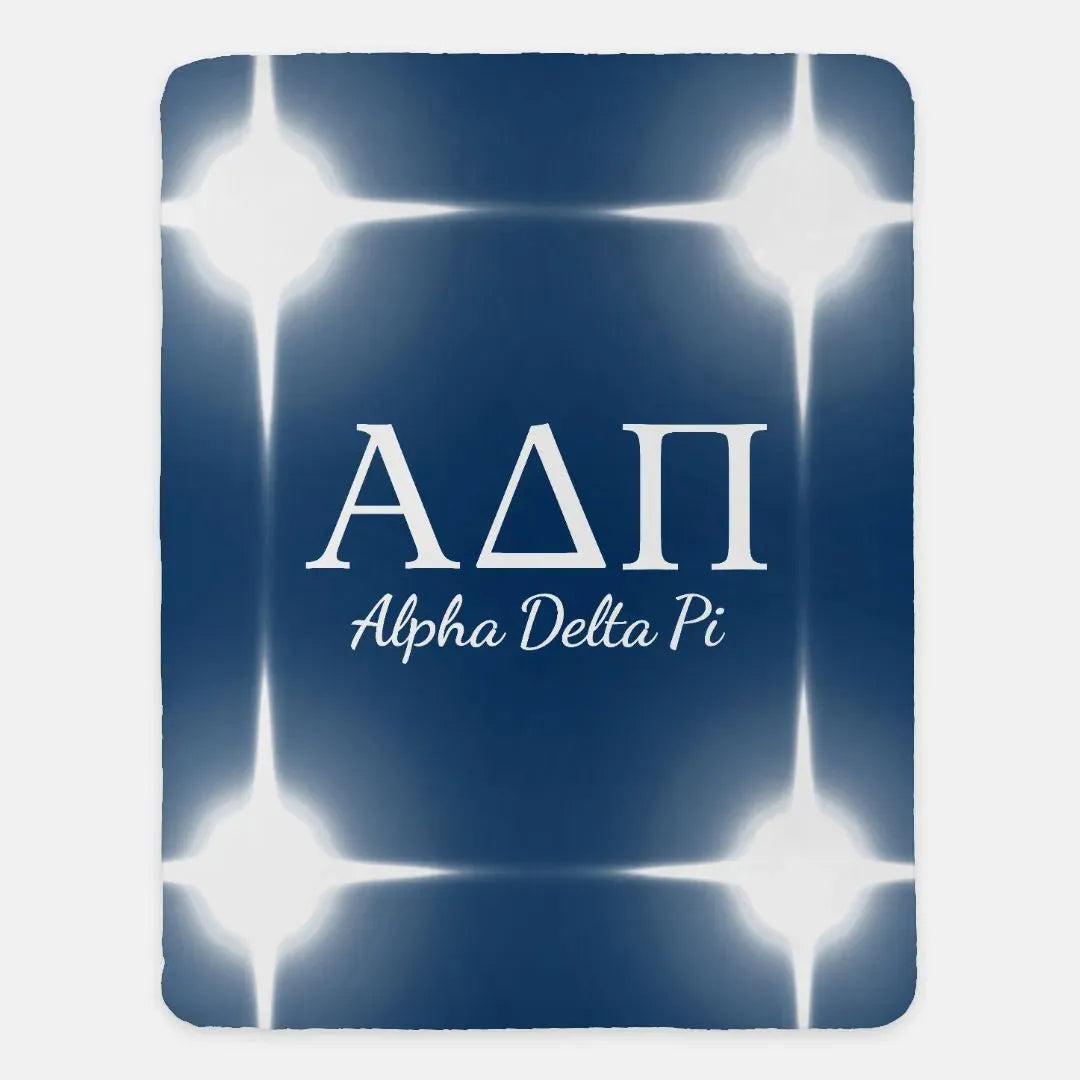 Alpha Delta Pi XL 60x80 Sherpa Throw Blanket - Flashing Lights Blue Throw Blankets