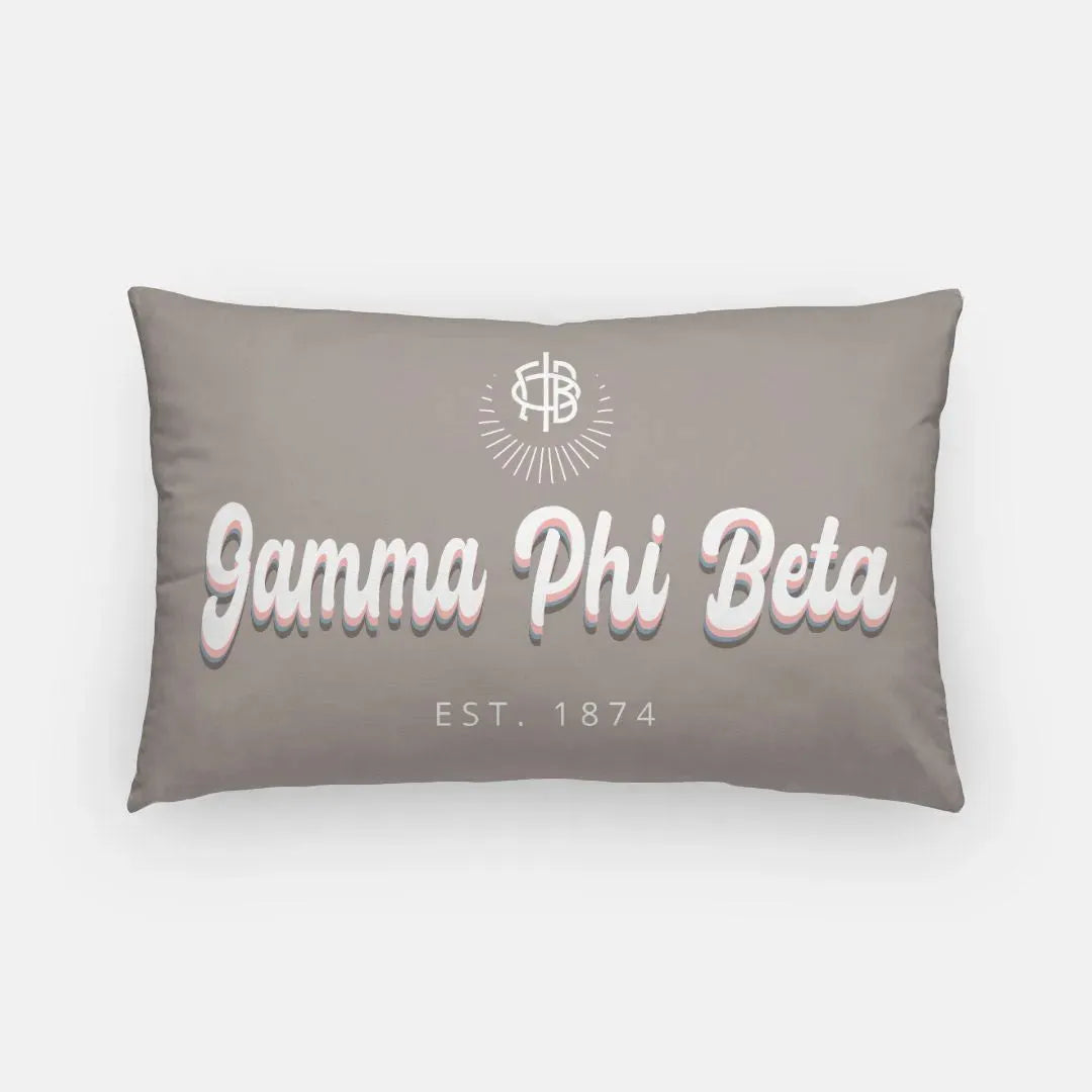 Gamma Phi Beta Lumbar Pillow Cover - Retro Pillow Covers
