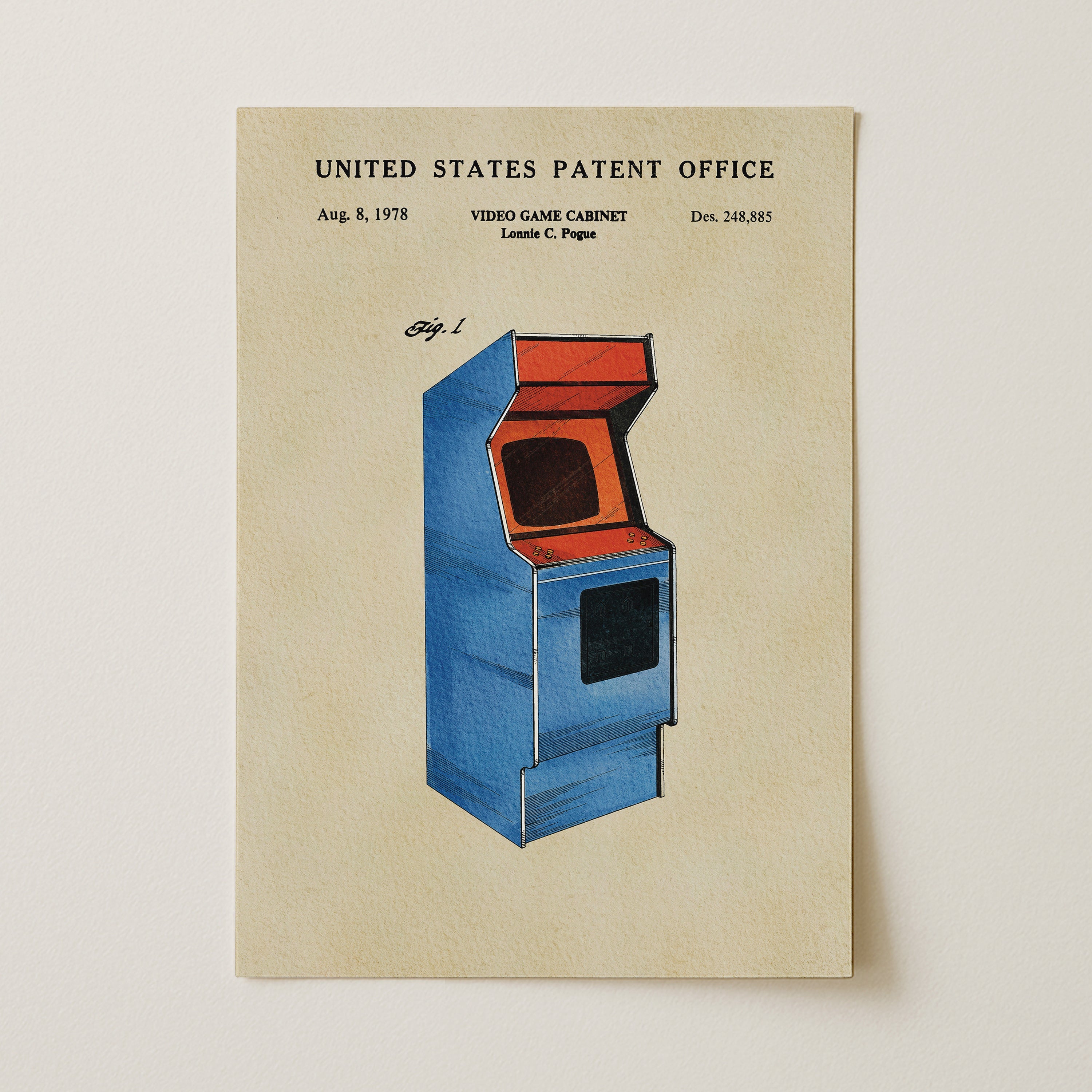 Vintage Arcade Game US Patent Print