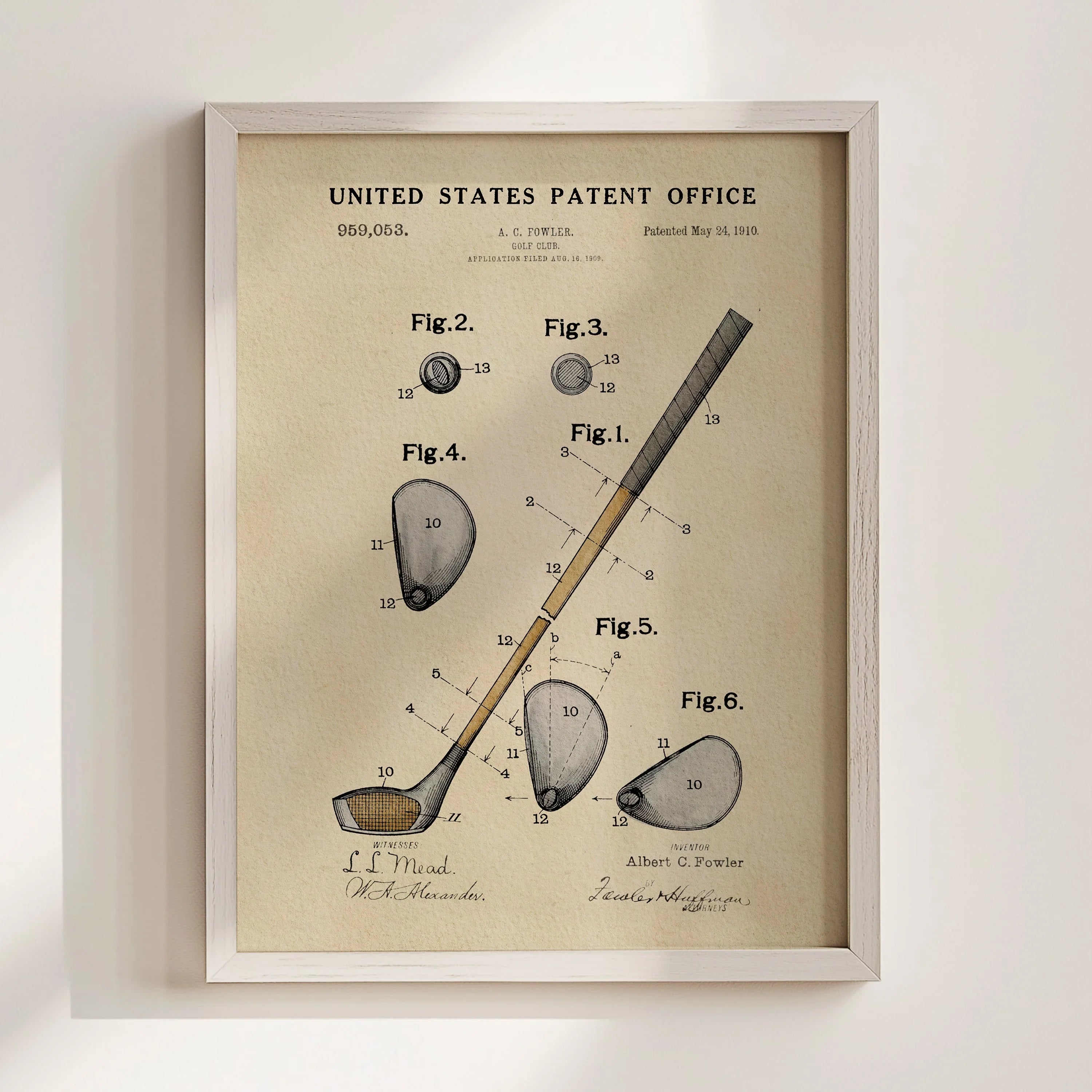 Golf Club US Patent Art Print | Sports Themed Dorm Decor | Campus Greek Fit