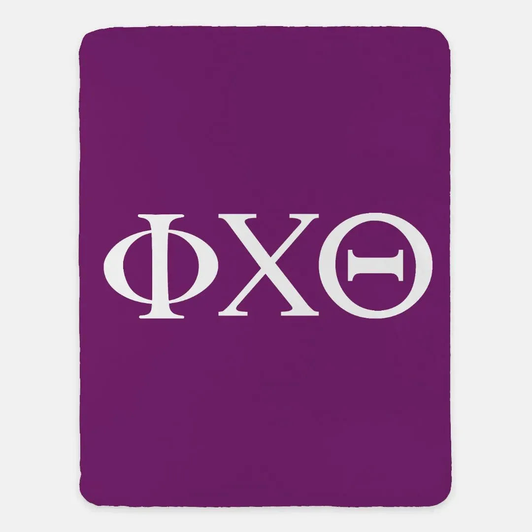 Phi Chi Theta XL 60x80 Sherpa Blanket - Purple Primary Throw Blankets