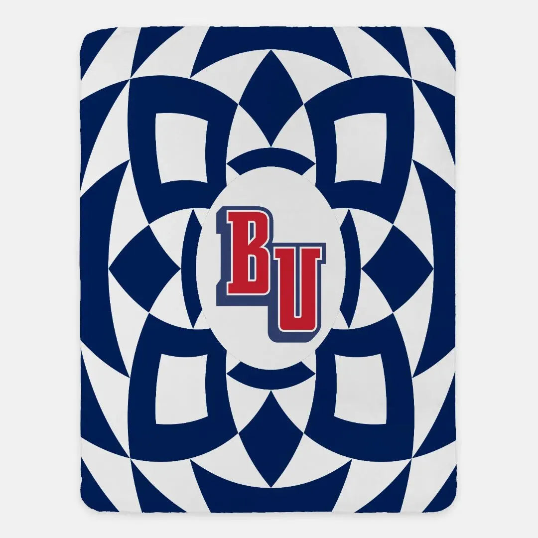 Belmont Sherpa Blanket XL 60x80 - BU Blue Tribal Blue Throw Blankets