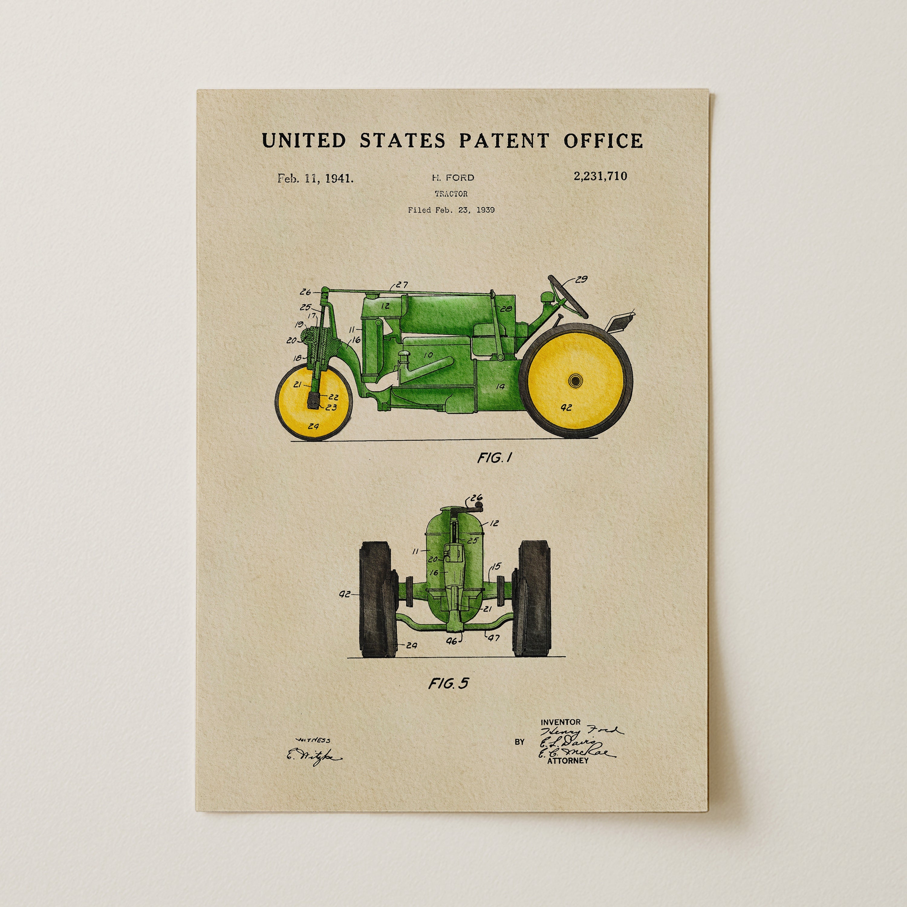 Vintage Tractor US Patent Art Print | Dorm Decor | Wall Art