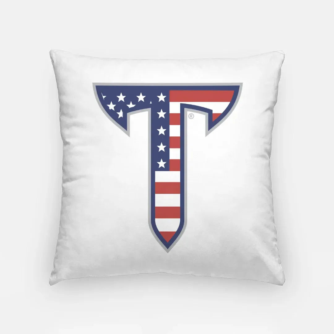 Troy University 18" Throw Pillow Cover - American Flag T Pillow Covers