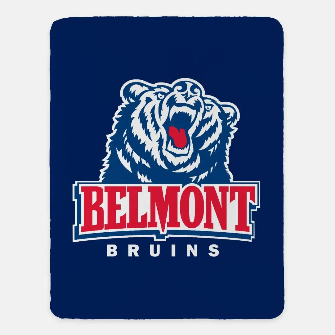 Belmont Bruins Sherpa Blanket - XL 60"x80" Throw Blankets