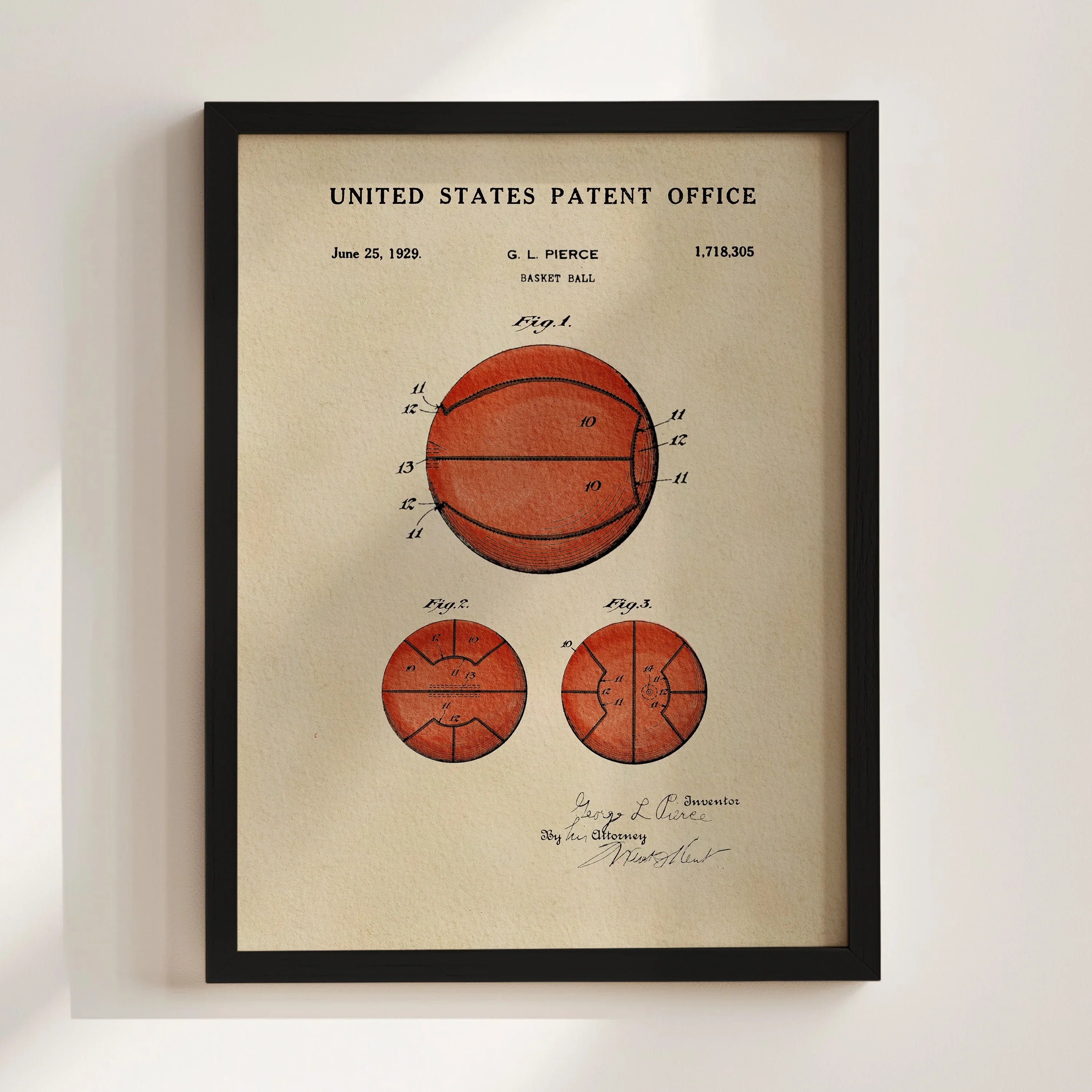 Basketball US Patent Art Print | Sports-Themed Dorm Decor | Campus Greek Fit