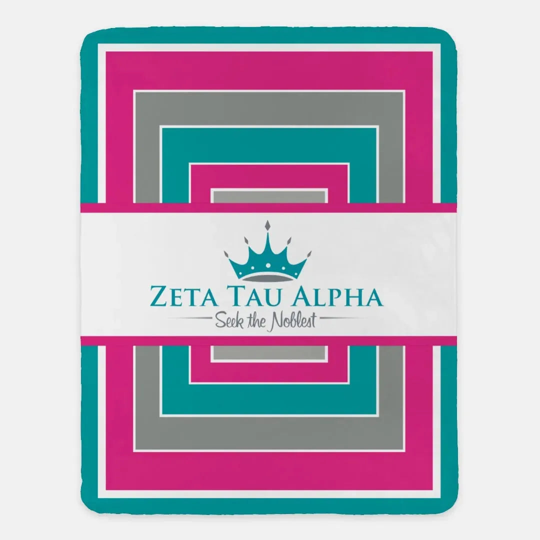 Zeta Tau Alpha XL 60x80 Sherpa Blanket- Geo Throw Blankets