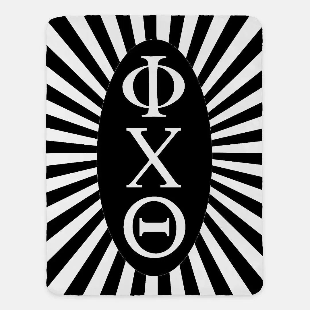 Phi Chi Theta XL 60x80 Sherpa Blanket - Black Starburst Throw Blankets