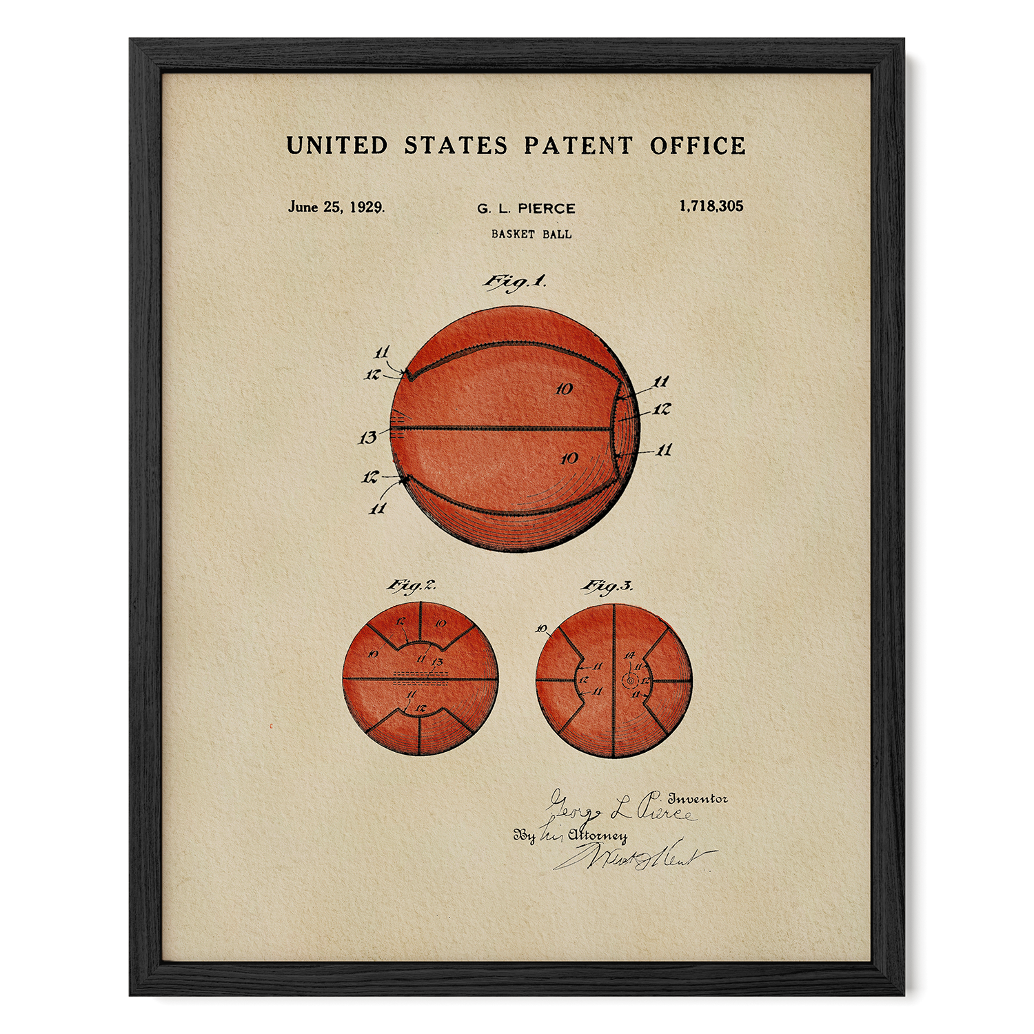 Basketball US Patent Art Print | Sports-Themed Dorm Decor | Campus Greek Fit