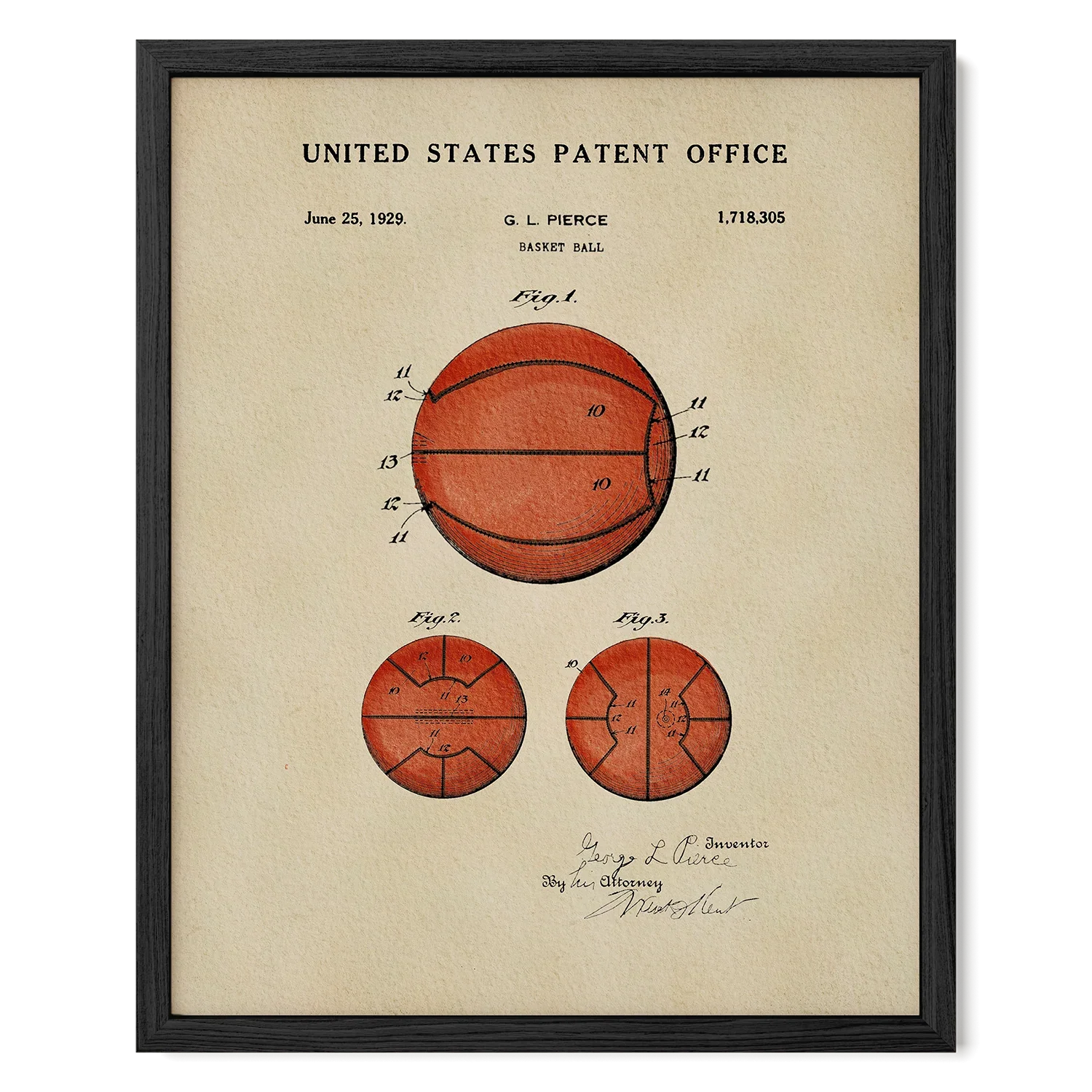 Basketball US Patent Art Print | Sports-Themed Dorm Decor | Campus Greek Fit