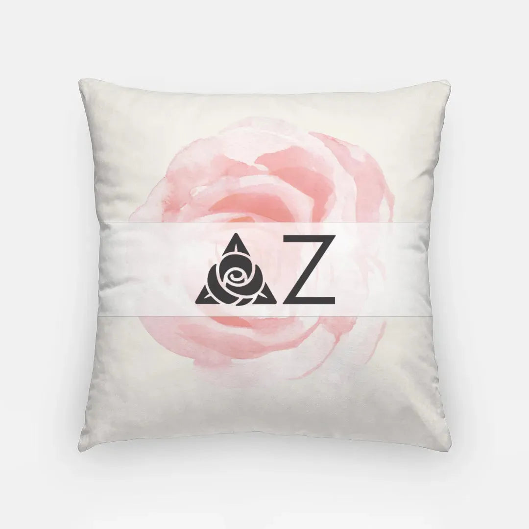 Delta Zeta Rose 18" Greek Letters Throw Pillow Cover Pillow Covers