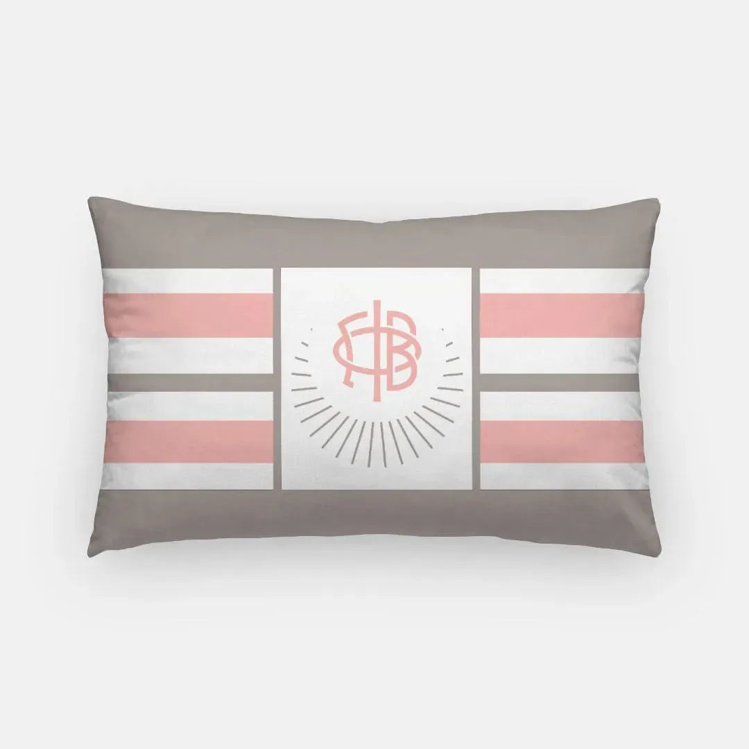 Gamma Phi Beta Striped Lumbar Pillow Cover - Crescent Pillow Covers