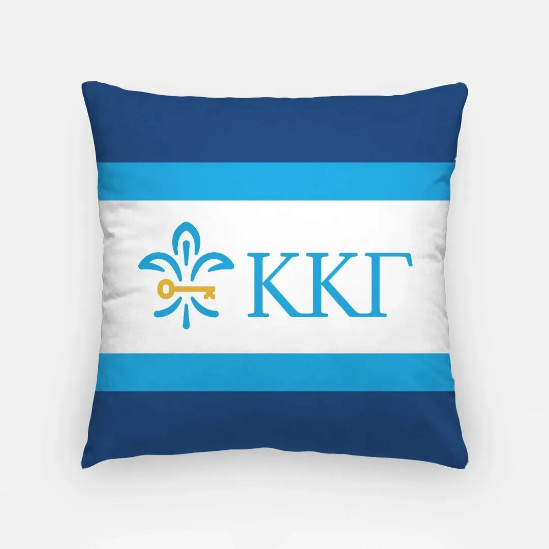 Kappa Kappa Gamma Striped Pillow Cover - Greek Letters 18" Pillow Covers