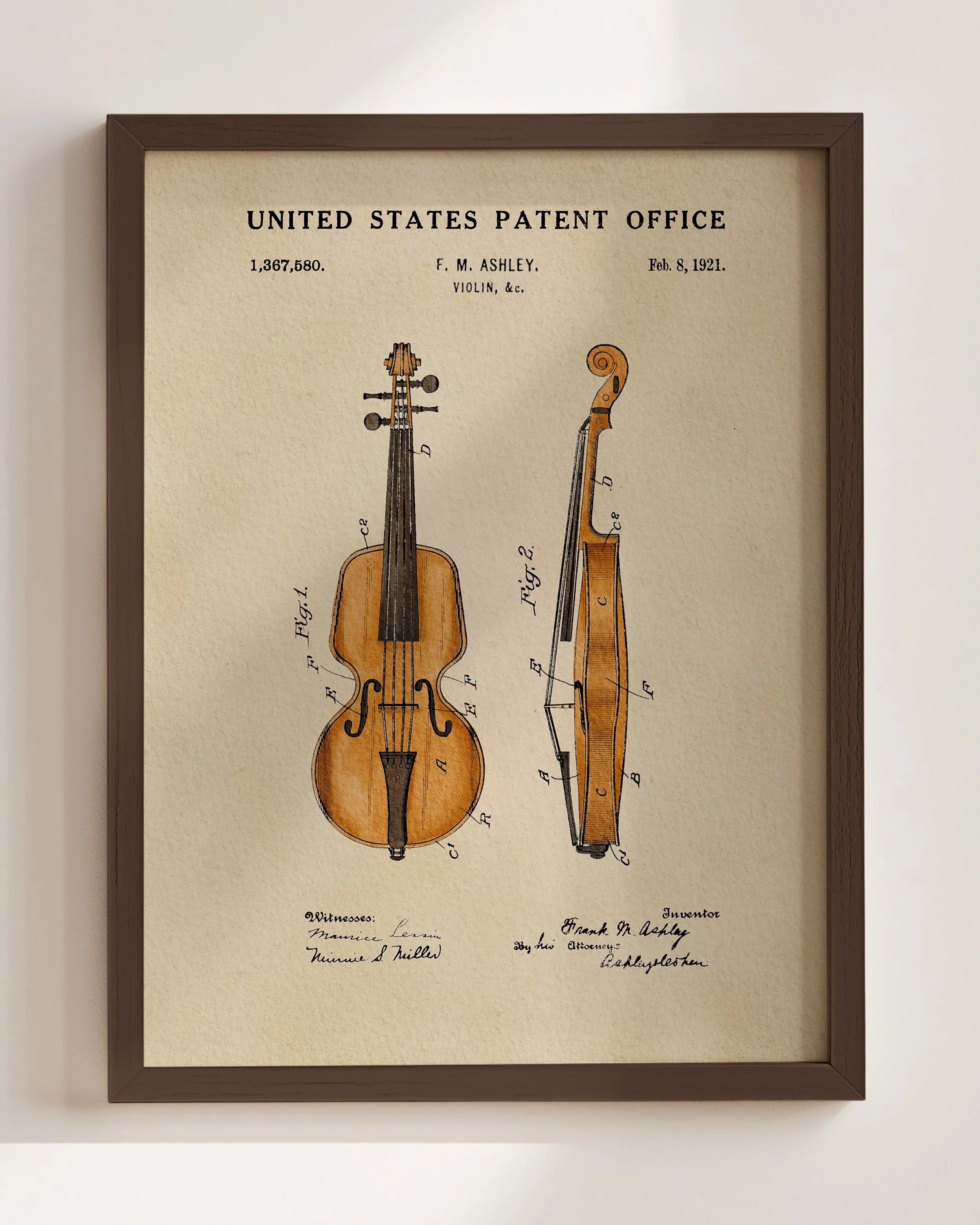 Violin US Patent Art Print | Music-Themed Dorm Decor | Wall Art | Campus Greek Fit