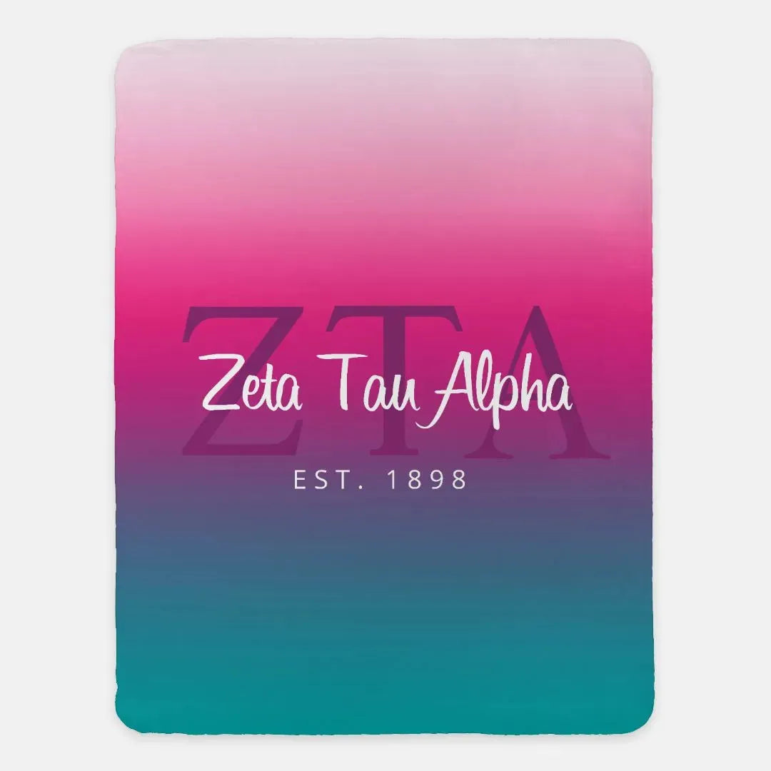 Zeta Tau Alpha XL 60x80 Sherpa Blanket - Gradient Throw Blankets