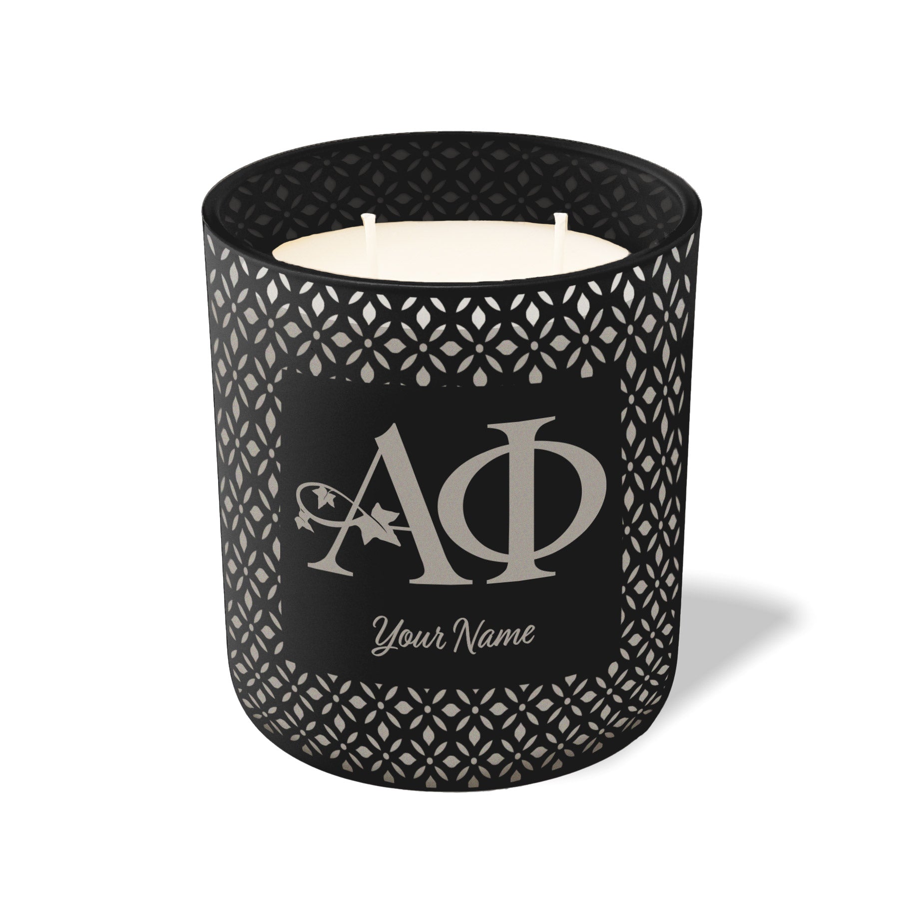 Personalized Alpha Phi Engraved Glow Candle 12 oz. - Geo Collection