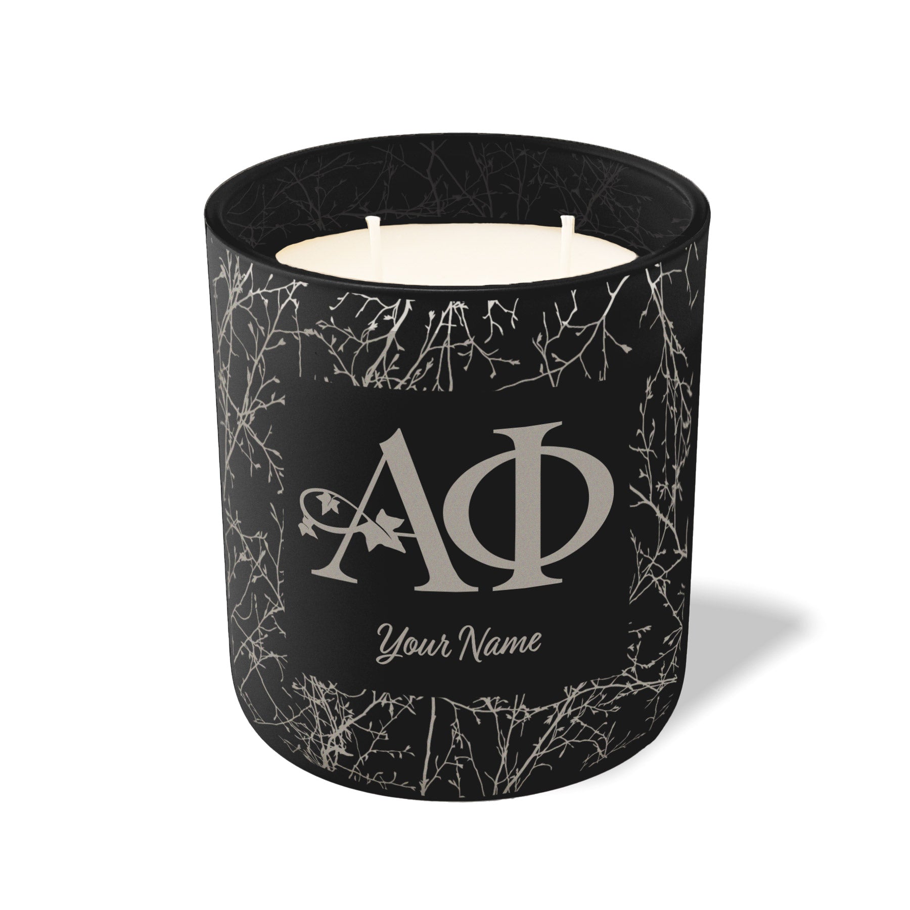 Personalized Alpha Phi Engraved Glow Candle 12 oz. - Abstract Collection