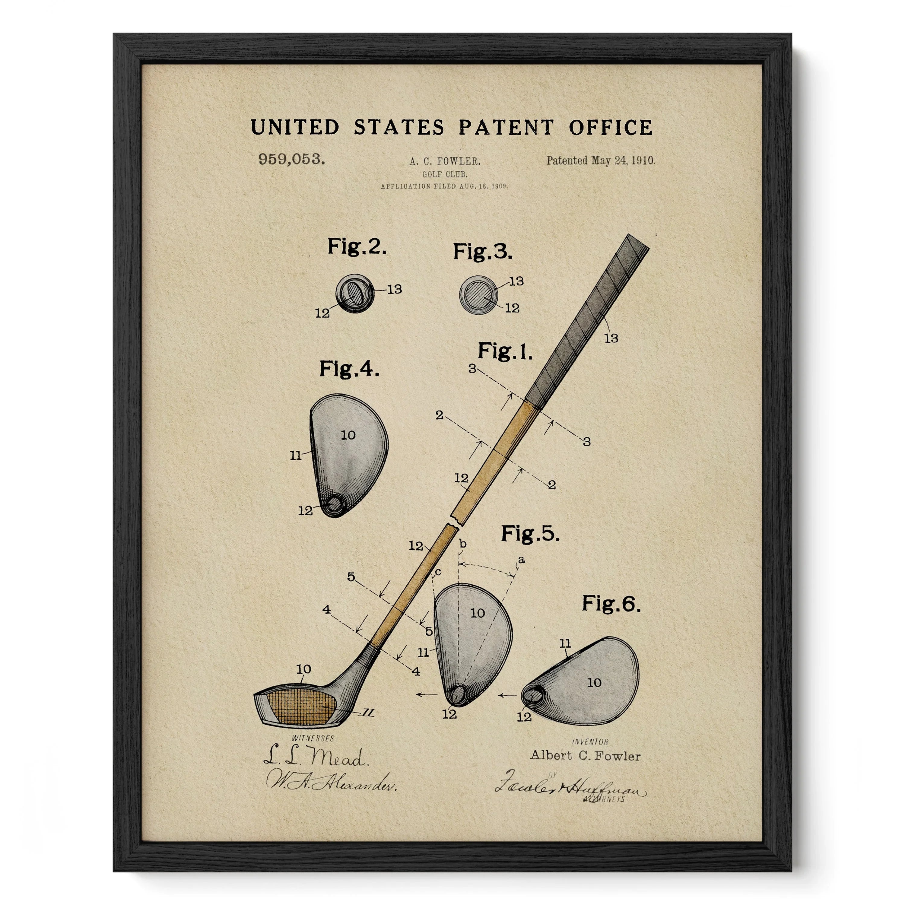 Golf Club US Patent Art Print | Sports Themed Dorm Decor | Campus Greek Fit