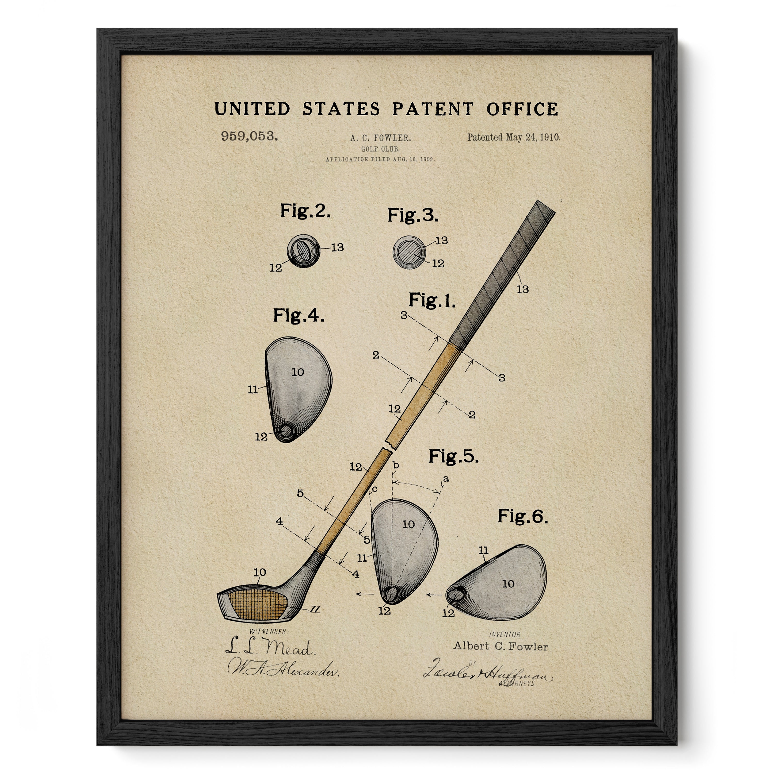 Golf Club US Patent Art Print | Sports Themed Dorm Decor | Campus Greek Fit