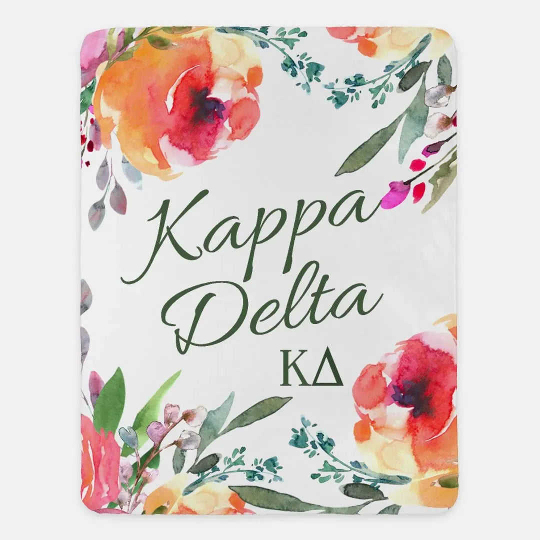 Kappa Delta XL 60x80 Sherpa Throw Floral Blanket Throw Blankets