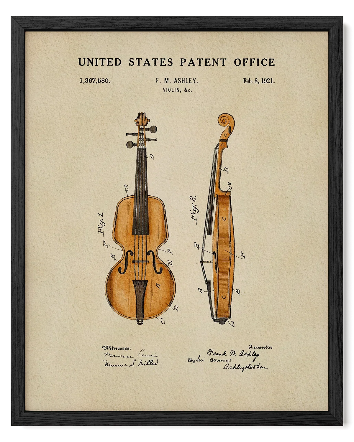 Violin US Patent Art Print | Music-Themed Dorm Decor | Wall Art | Campus Greek Fit