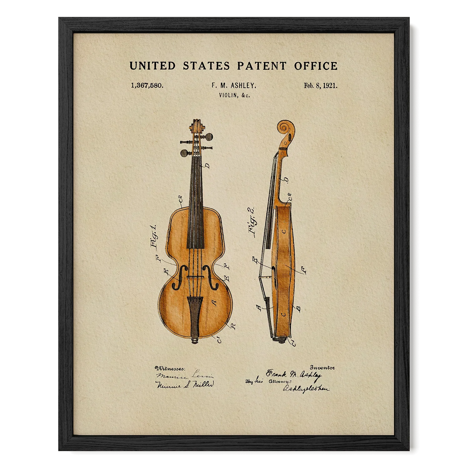 Violin US Patent Art Print | Music-Themed Dorm Decor | Wall Art | Campus Greek Fit