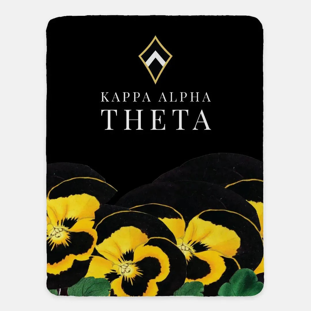 Kappa Alpha Theta XL 60x80 Sherpa Throw Blanket - Pansy Throw Blankets