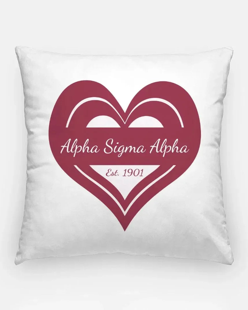 Alpha Sigma Alpha 18" Throw Pillow Cover - Heart Pillow Covers