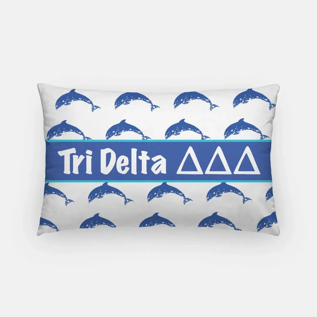 Tri Delta Lumbar Throw Pillow Cover - Dolphins Pillow Covers