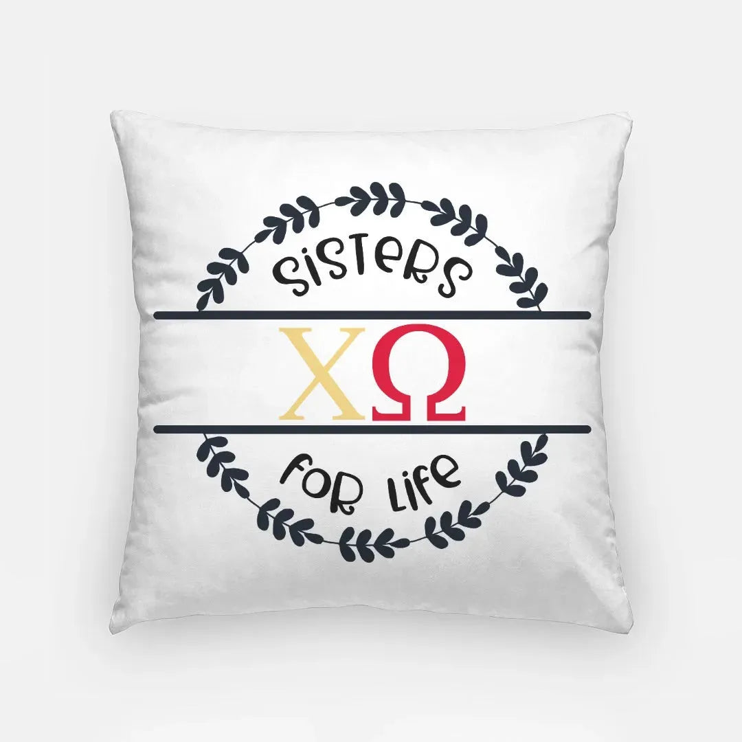 Chi Omega 18" Sisters for Life Throw Pillow Clover Pillow Covers