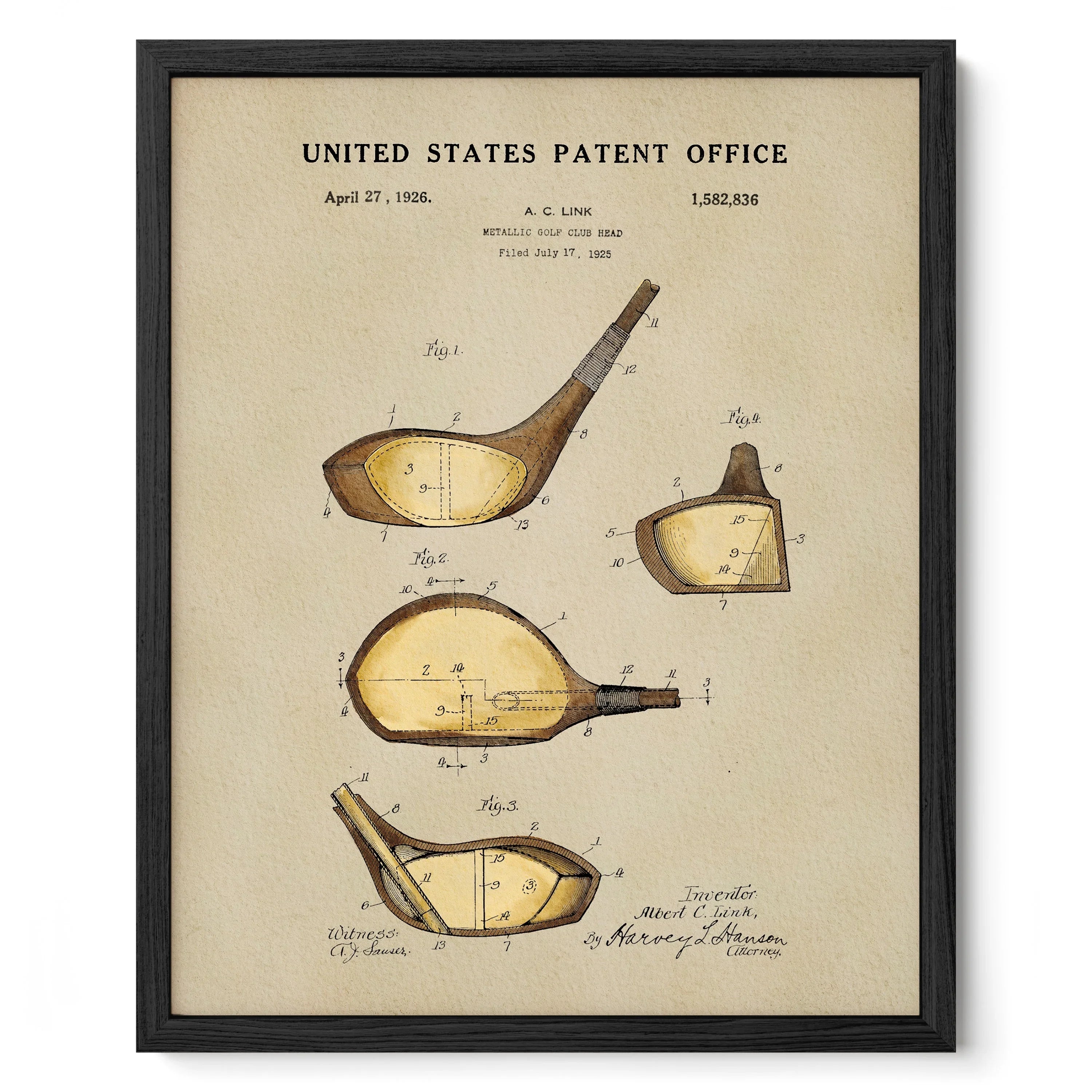 Golf Wood US Patent Art Print | Dorm Decor for Guys | Sports Gifts