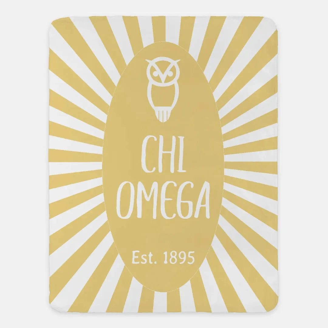 Chi Omega Straw XL 60x80 Sherpa Blanket - Starburst Straw Throw Blankets