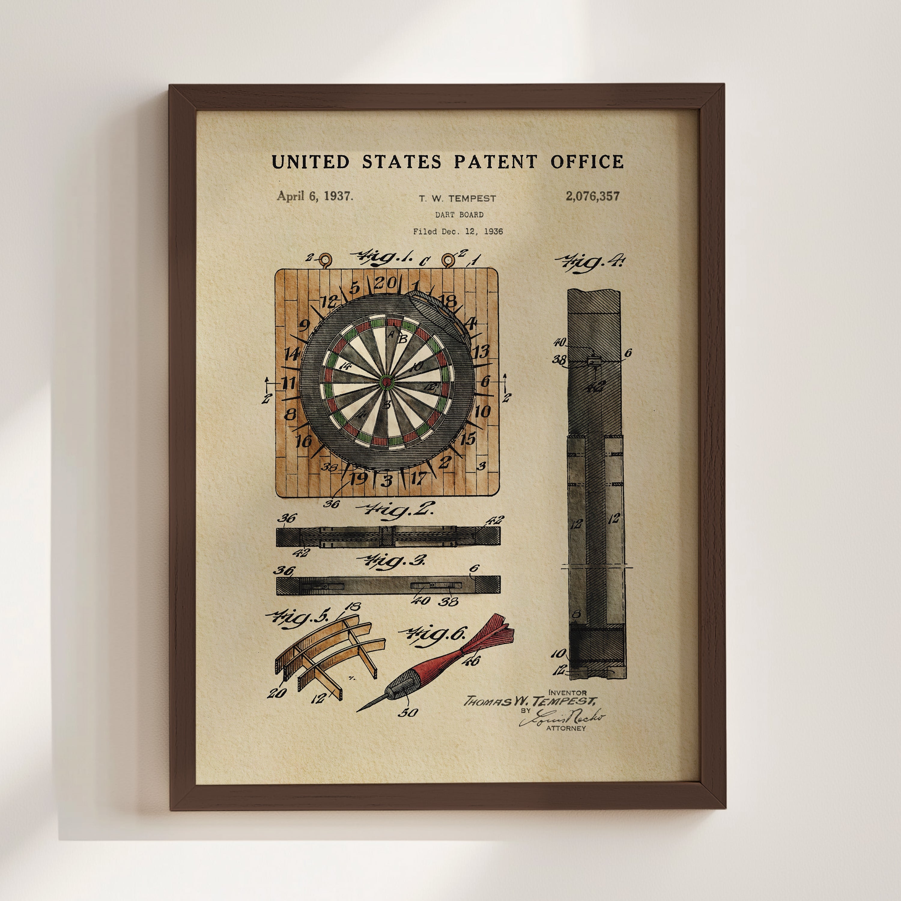 Dartboard US Patent Print | Dorm Decor for Guys Room | Wall Art