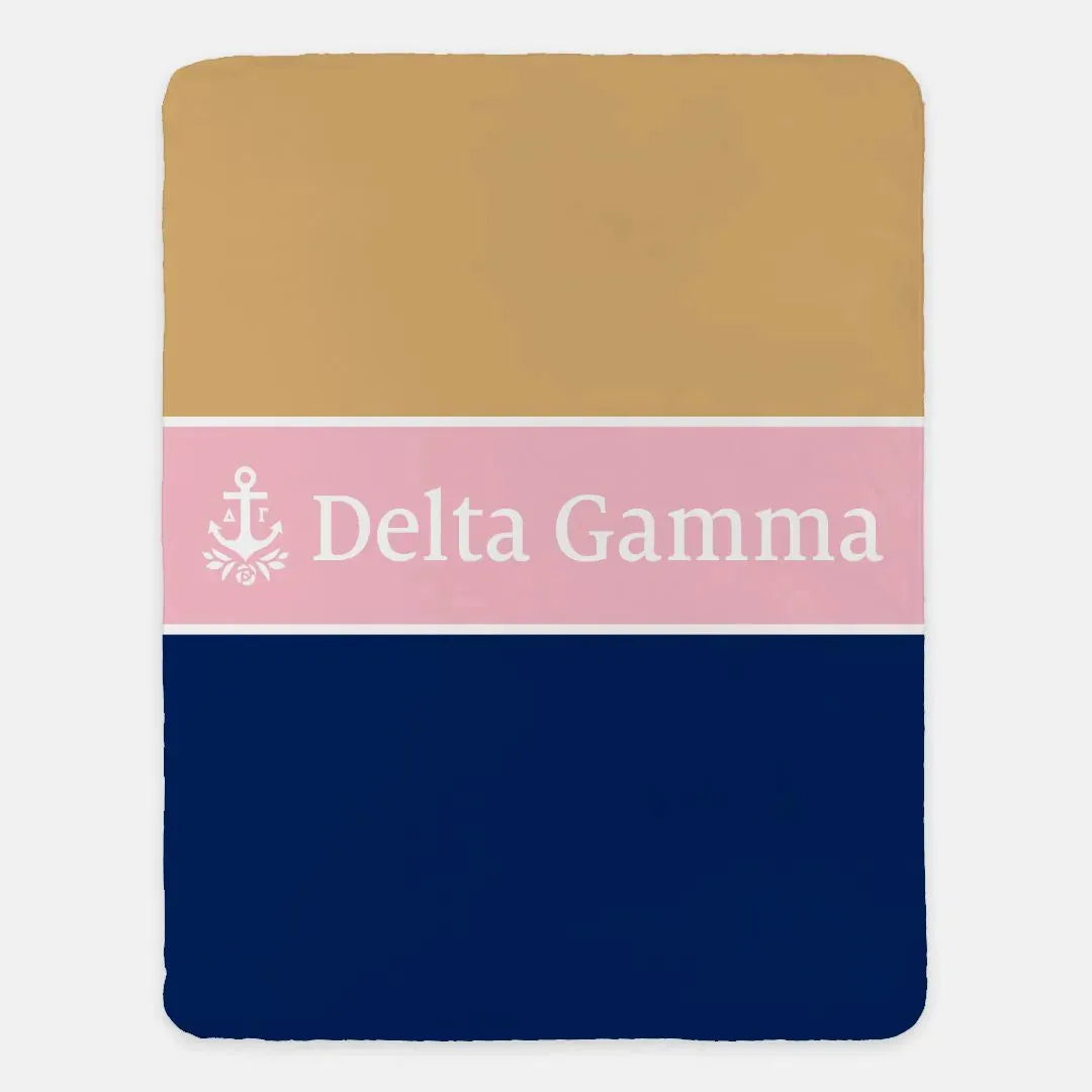 Delta Gamma XL 60x80 Sherpa Throw Blanket - Color Block Throw Blankets