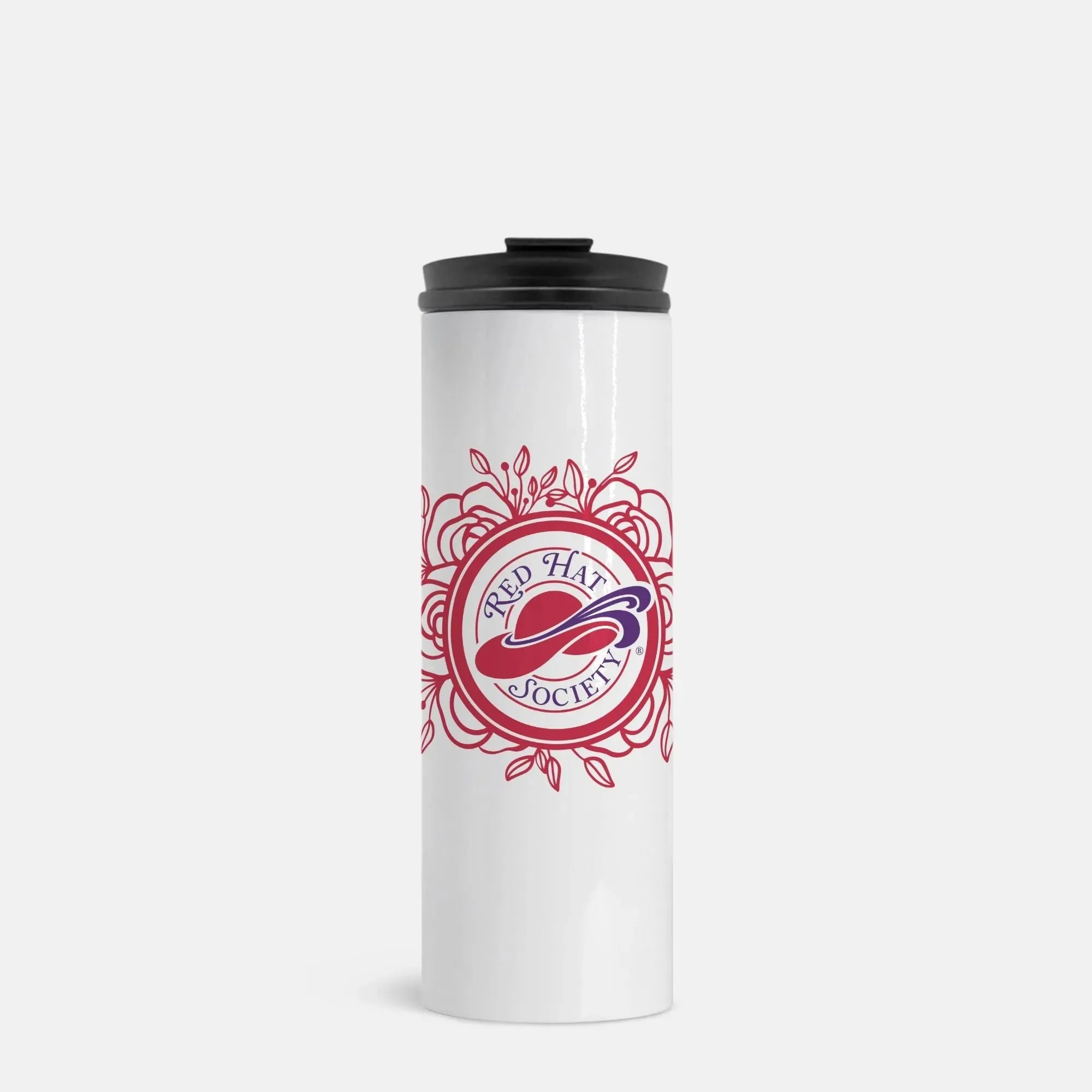 Red Hat Society Thermal Tumbler - Rose Silhouette Frame Drinkware