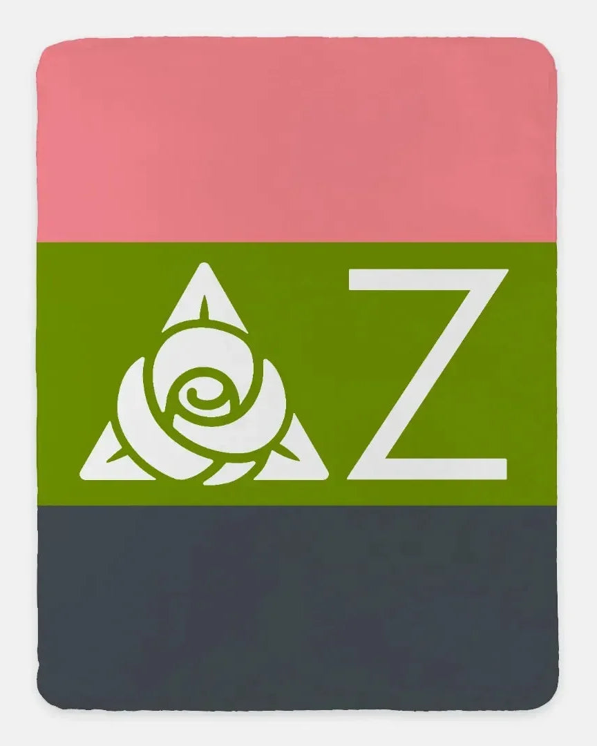 Delta Zeta XL 60x80 Sherpa Throw Blanket - Color Block Throw Blankets