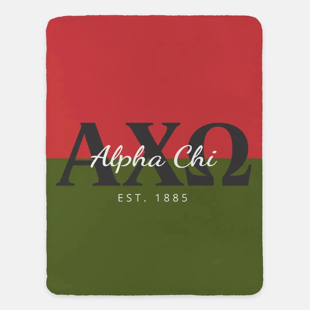 Alpha Chi Sherpa XL 60x80 Sherpa Throw Blanket - Color Split Throw Blankets