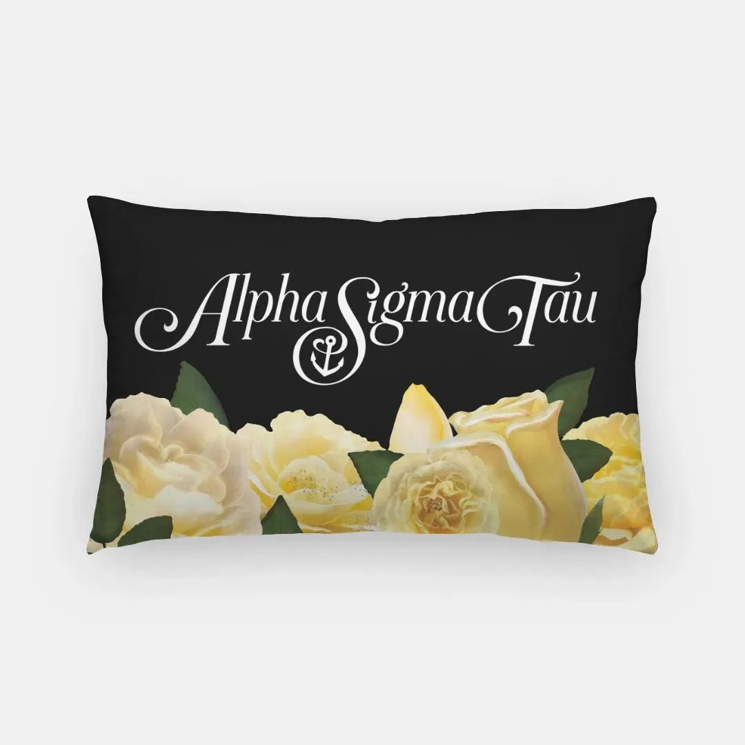 Alpha Sigma Tau Lumbar Pillow Cover - Bold Roses Pillow Covers