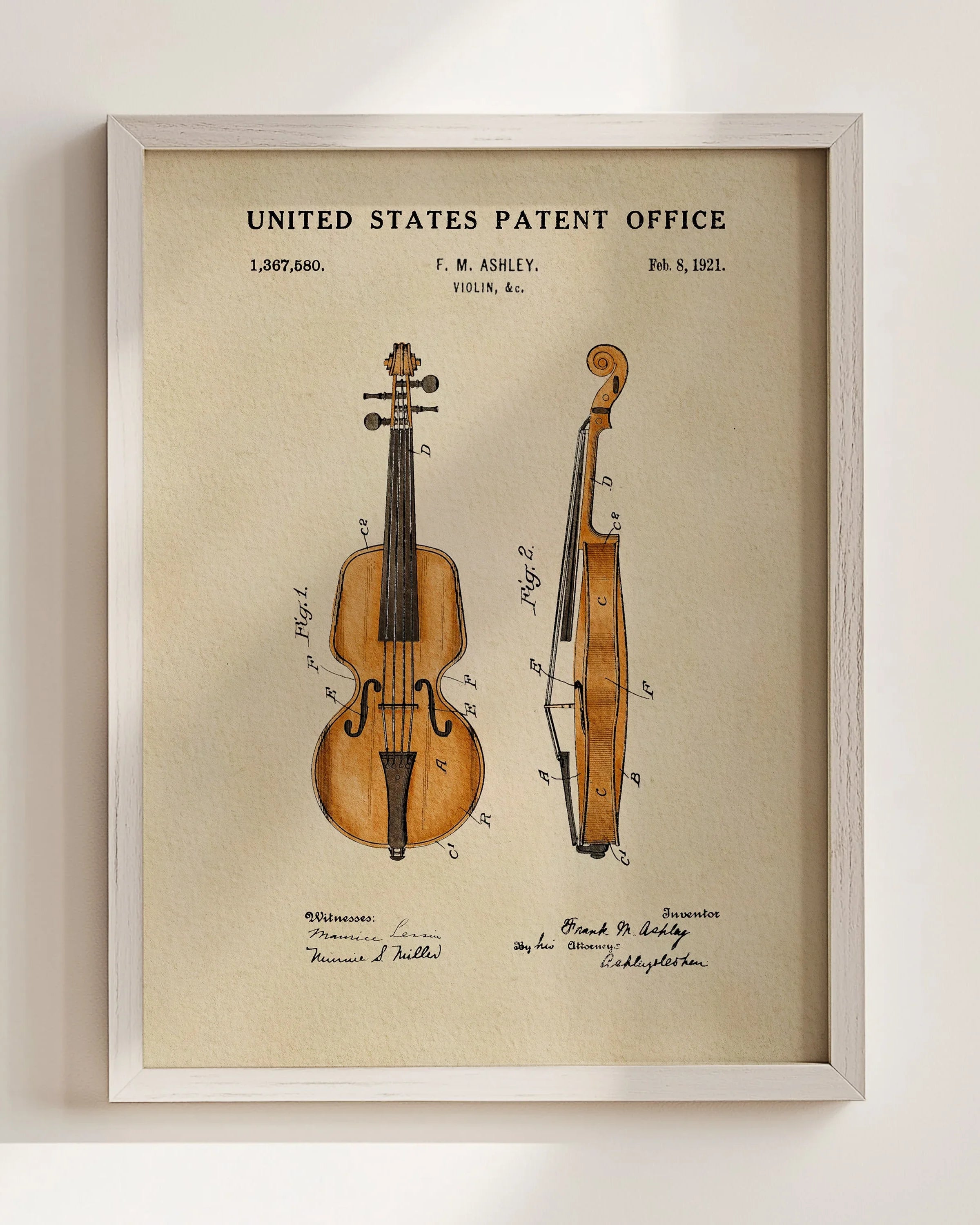 Violin US Patent Art Print | Music-Themed Dorm Decor | Wall Art | Campus Greek Fit