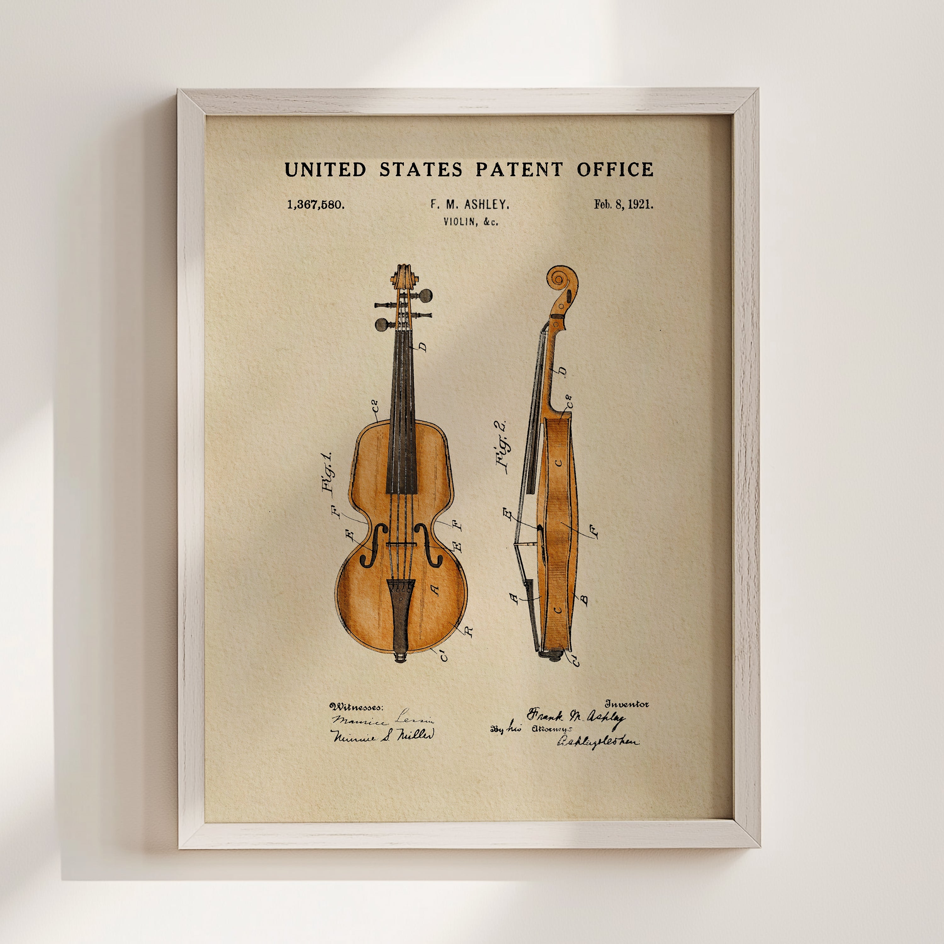 Violin US Patent Art Print | Music-Themed Dorm Decor | Wall Art | Campus Greek Fit