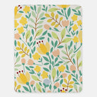 Flat Leaf Floral XL 60x80 Sherpa Blanket Yellow Throw Blankets