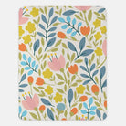 Flat Leaf Floral XL 60x80 Sherpa Blanket Blue Throw Blankets